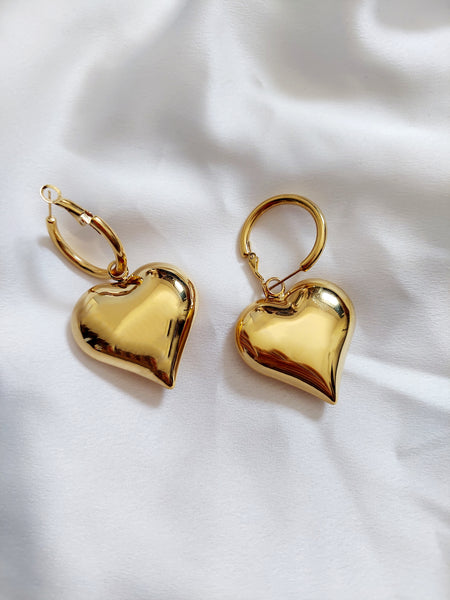 Big Gold Heart Earrings