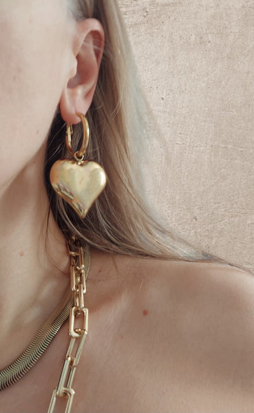 Big Gold Heart Earrings