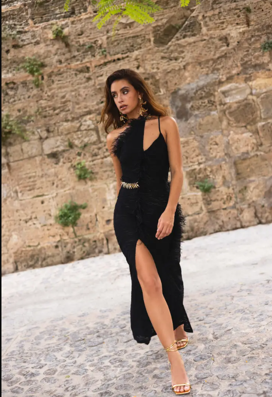 Black Asymmetrical Maxi Dress