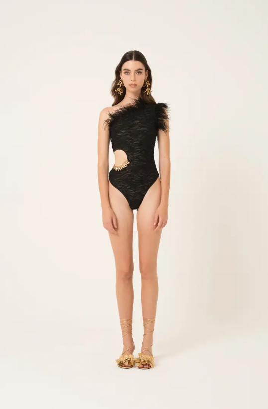 Black Feather Bodysuit