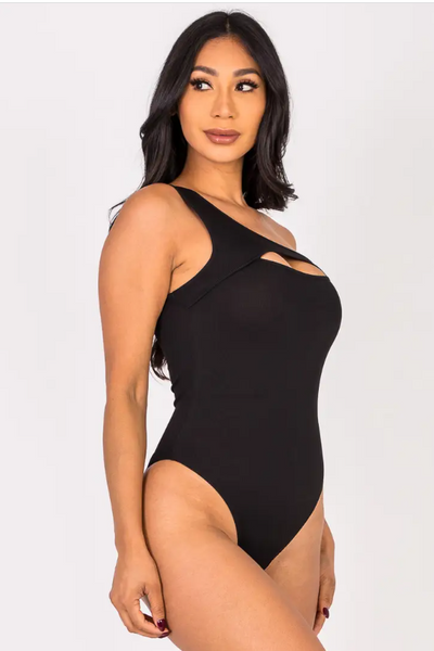 Black One Shoulder Bodysuit