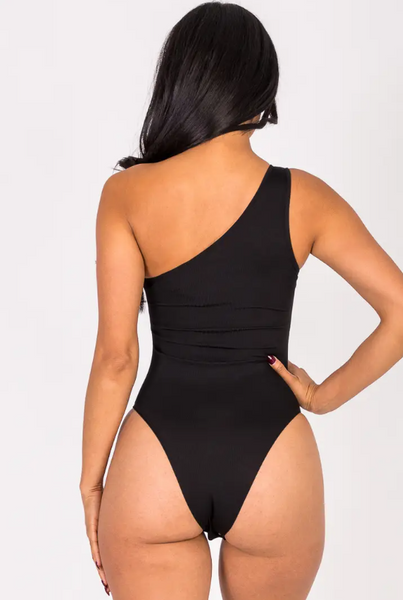 Black One Shoulder Bodysuit