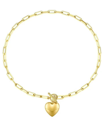 Gold Heart Link Chain Necklace