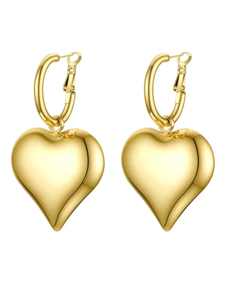 Big gold shop heart earrings