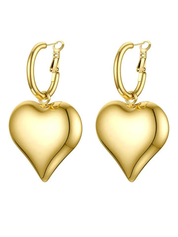 Big Gold Heart Earrings